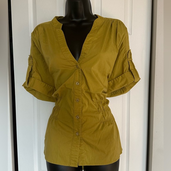 Avenue - *Plus Size* Chartreuse Ruched Blouse - Size 24 - Picture 1 of 2